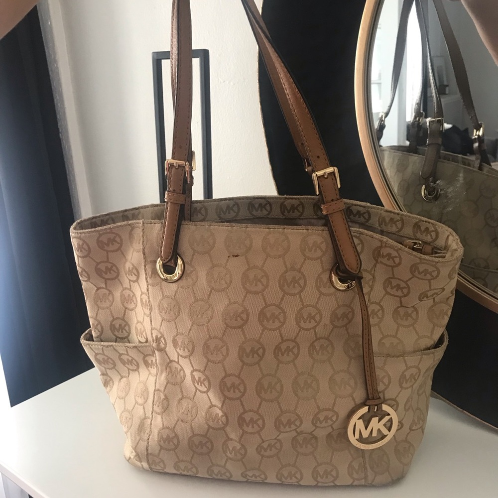 Michael Kors jacquard monogram print tote handbag